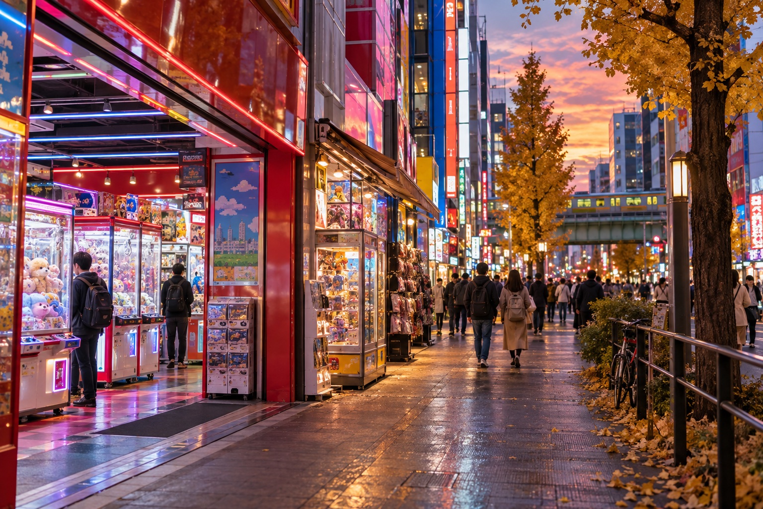 Illustrative Tokyo city outing at dusk