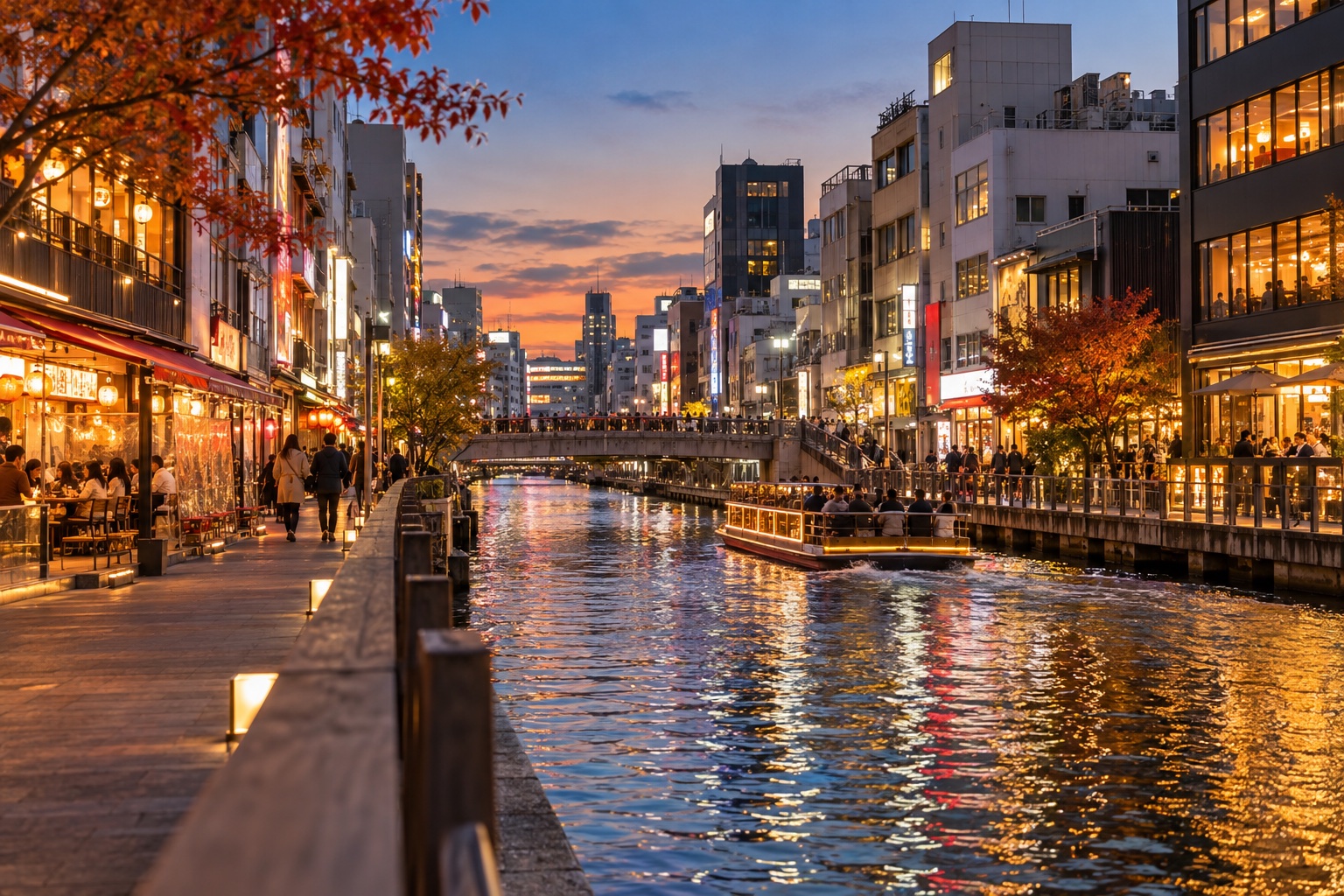 Illustrative evening view of Osaka's Namba district